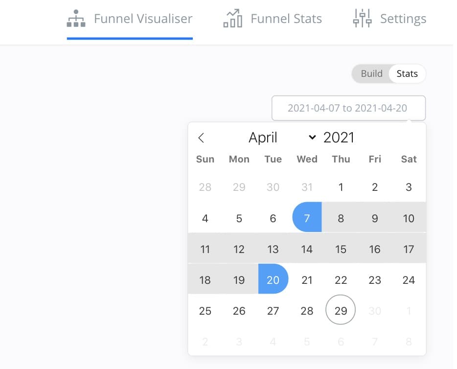Date filter select for funnel stats