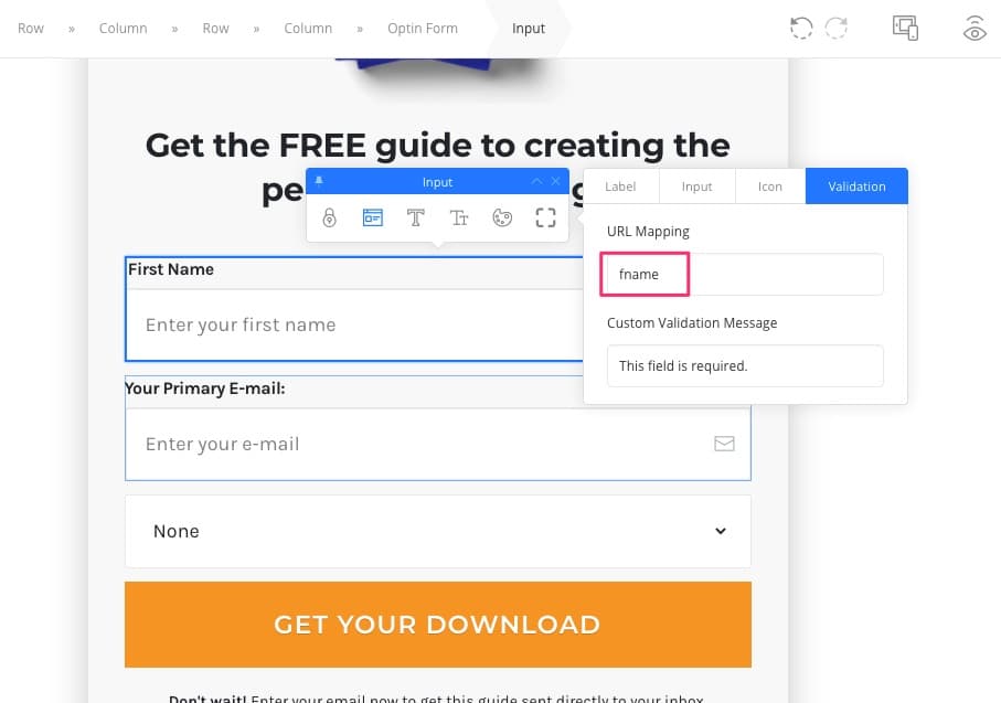 First name URL Field mapping