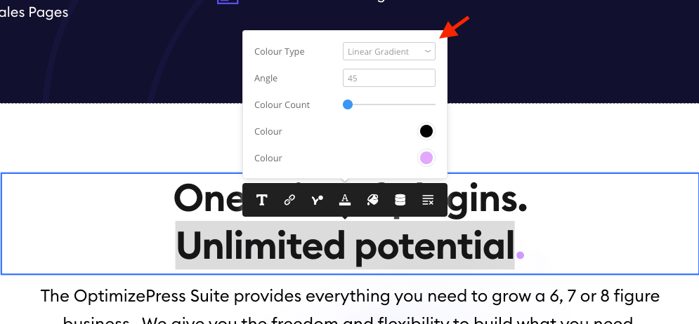 Gradient headline text options in OptimizeBuilder Gradient headline text options in OptimizeBuilder