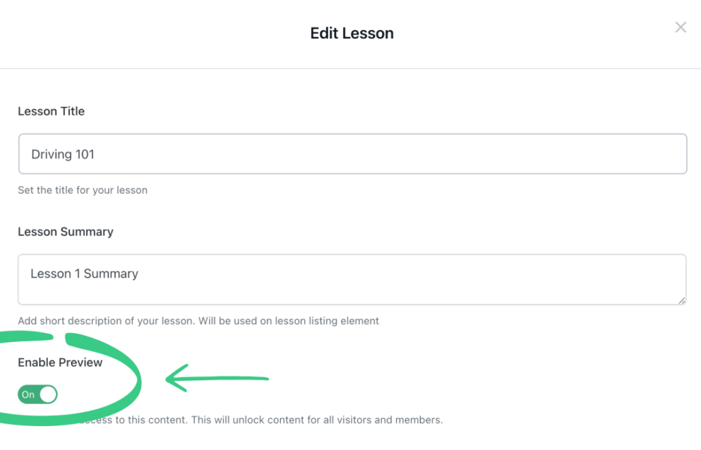 Enable Lesson Preview Enable Lesson Preview