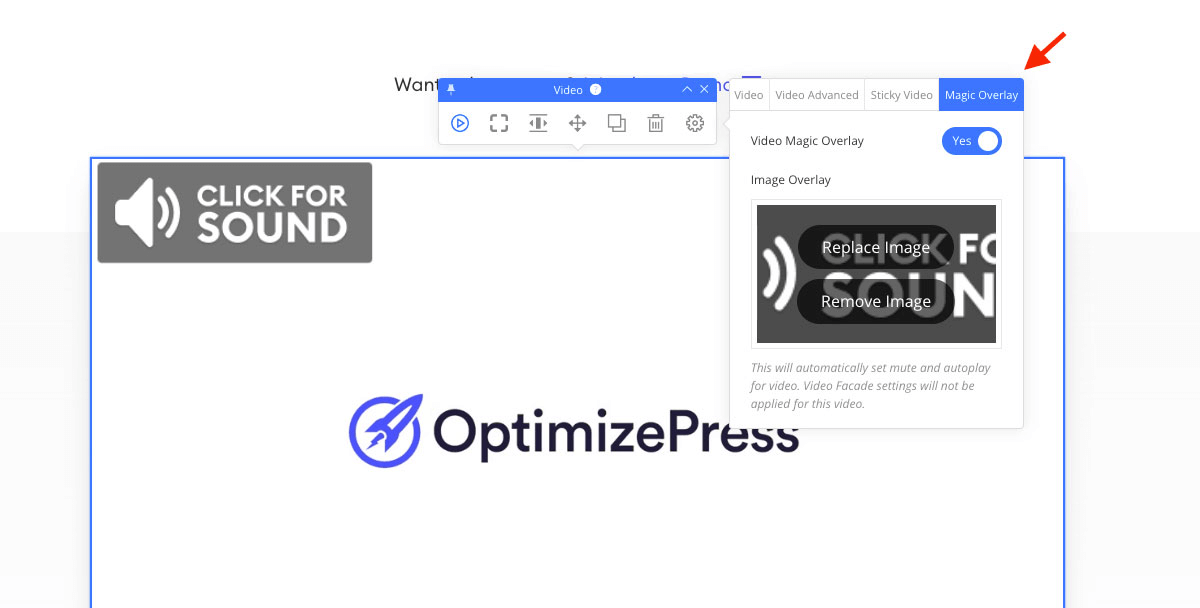 Magic Video Overlay inside OptimizeBuilder Magic Video Overlay inside OptimizeBuilder