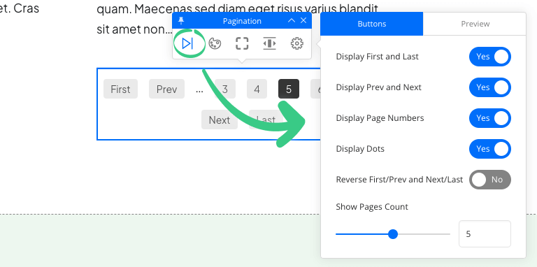 Pagination Button Setting Pagination Button Setting