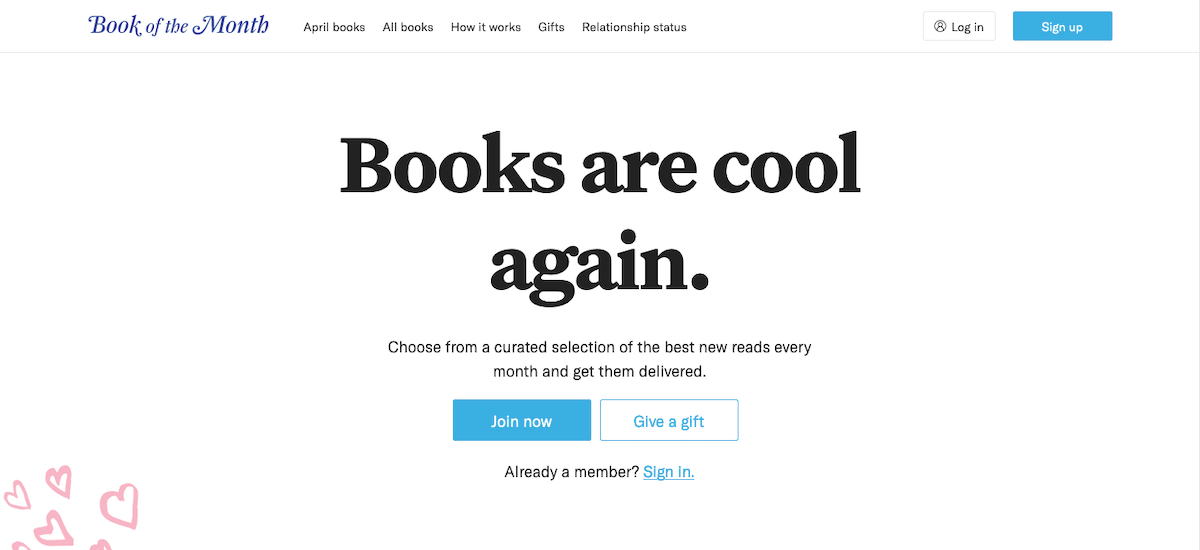 Book Of The Month Membership Site Examples