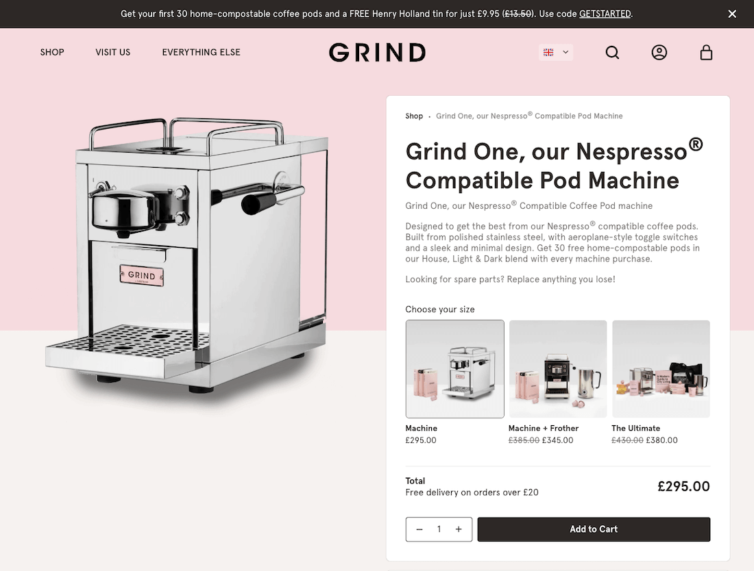 Grind Ecommerce Landing Pages examples