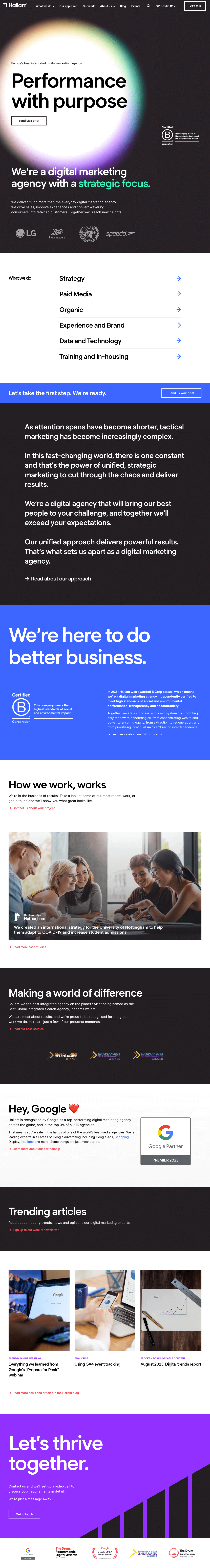 Hallam Internet Landing Page