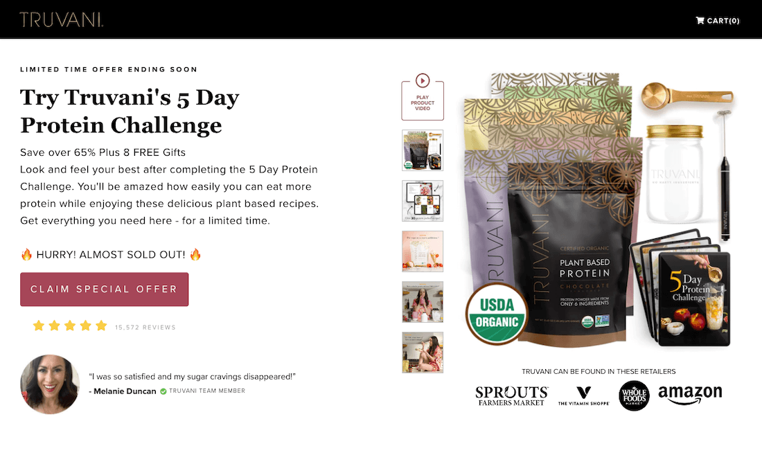 Truvanni Ecommerce Landing Page example