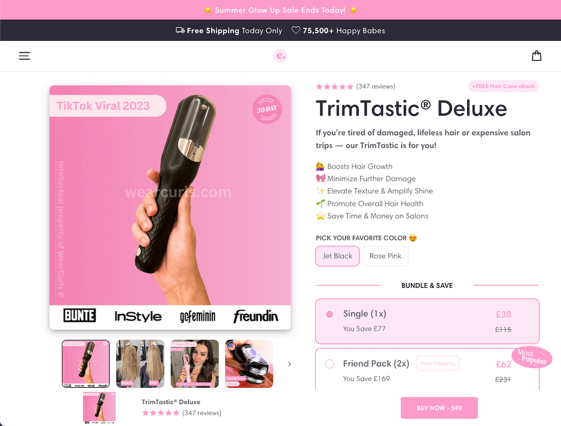 Wear Curls Ecommerce Landing Page