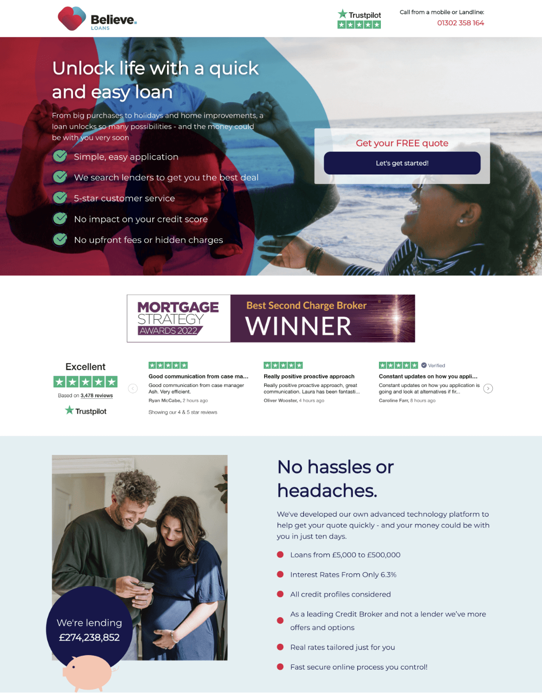 believeloans creative landing page