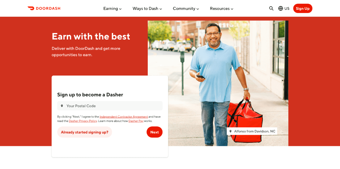 doordash creative landing page