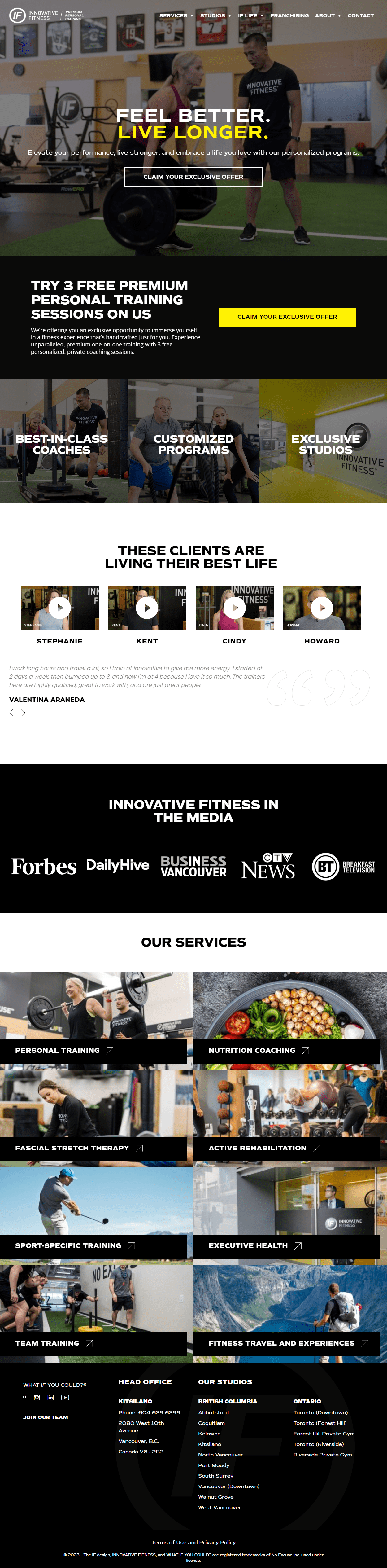 Innovative Fitness Personal Trainer Landing Page