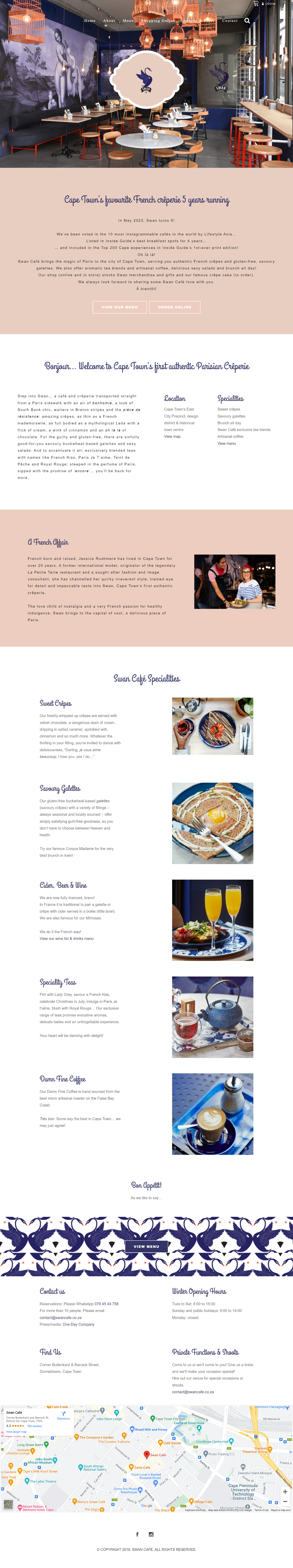 Swan Cafe Landing Page