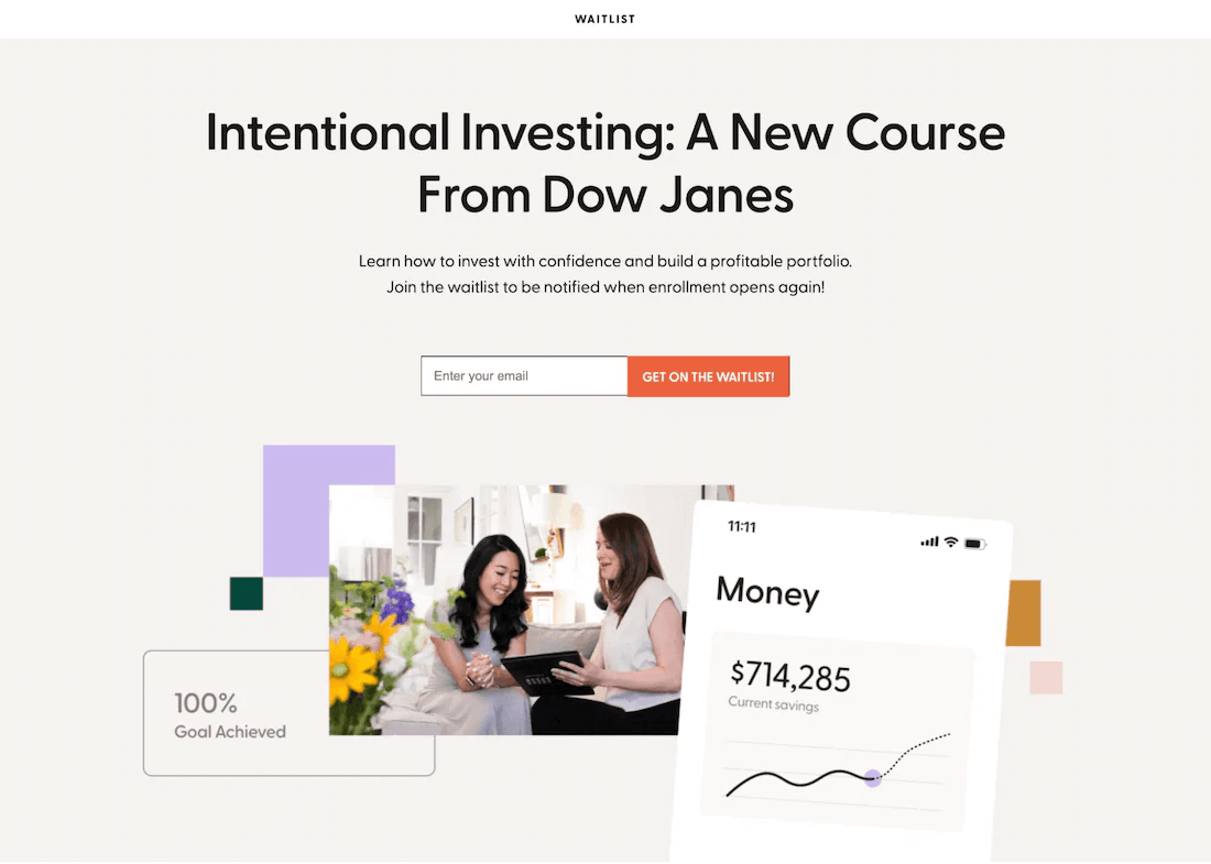 Dow Jones Coming Soon Landing Page Example