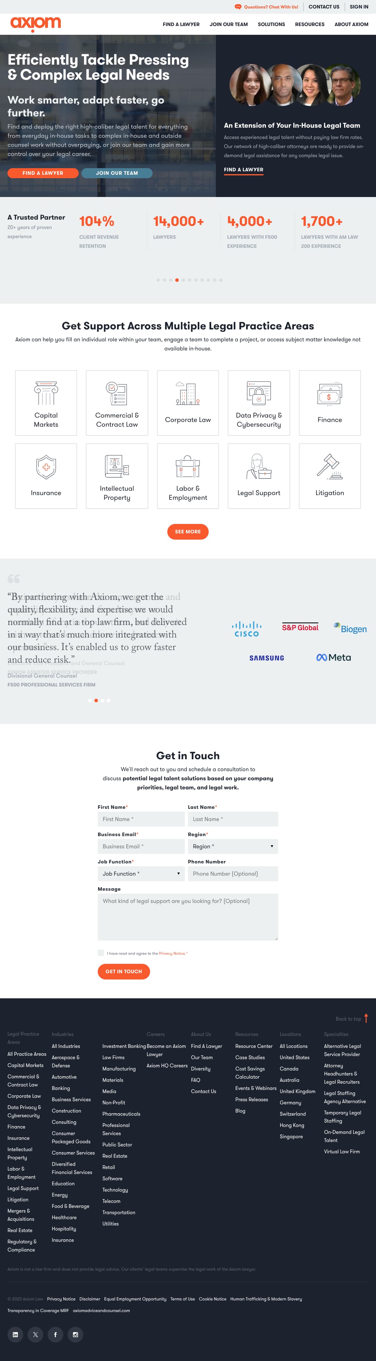 Axiom Law Landing Page