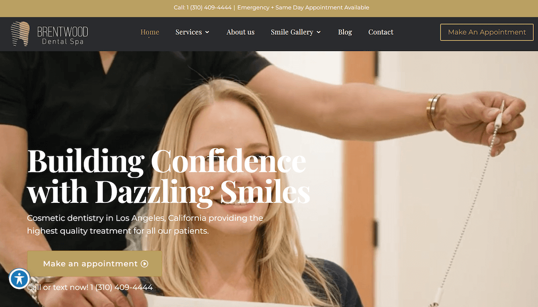 Brentwood Spa - Dental Website Examples