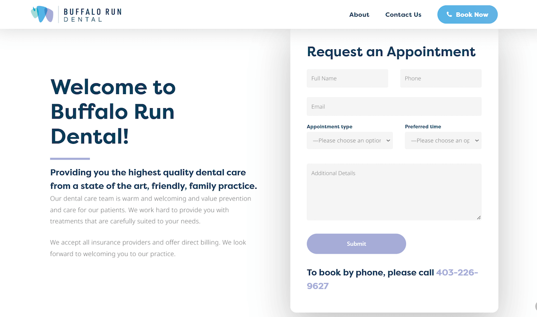 Buffalo Run Dental Website Examples