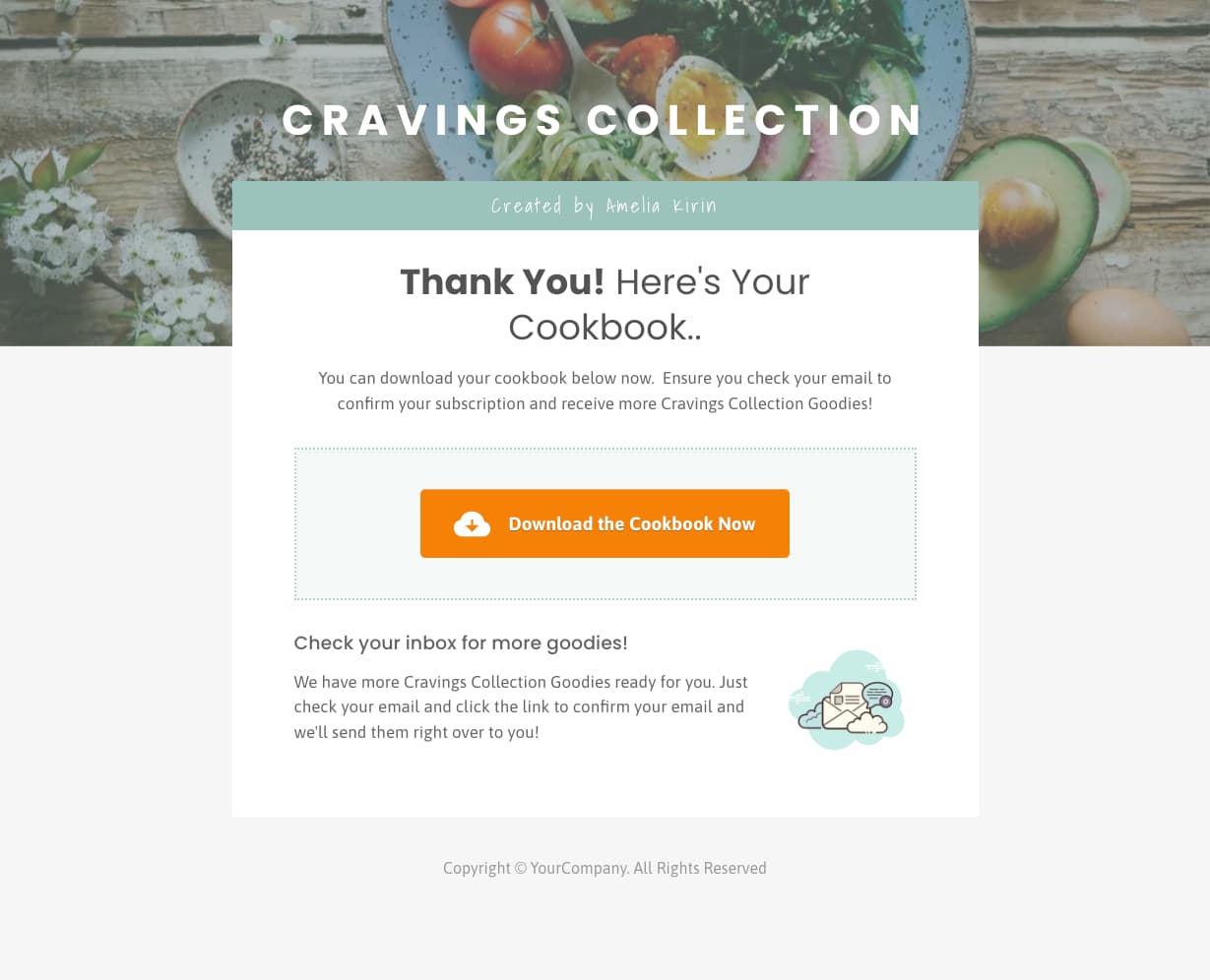 Cookbook Thank You Page