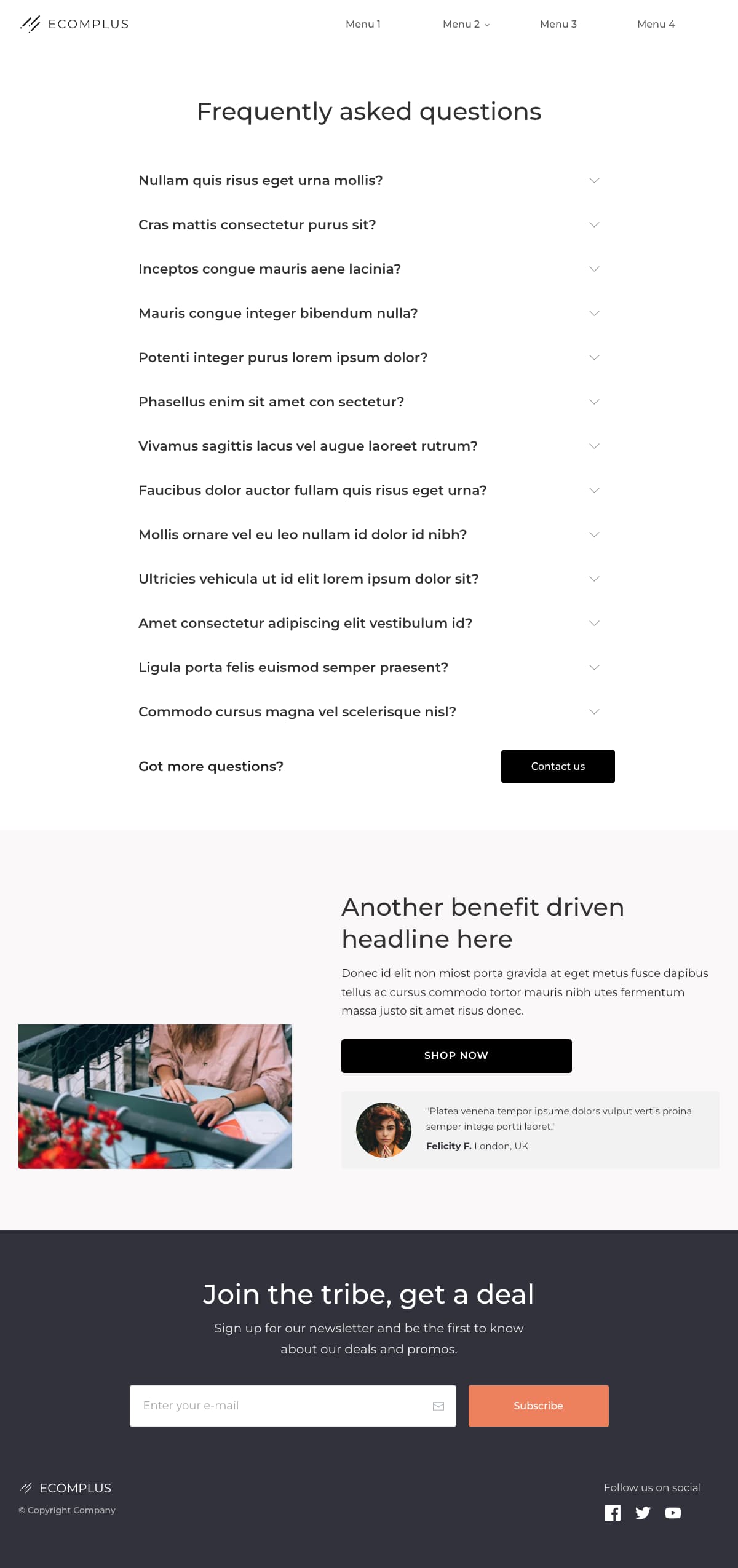 EcomPlus FAQ Page