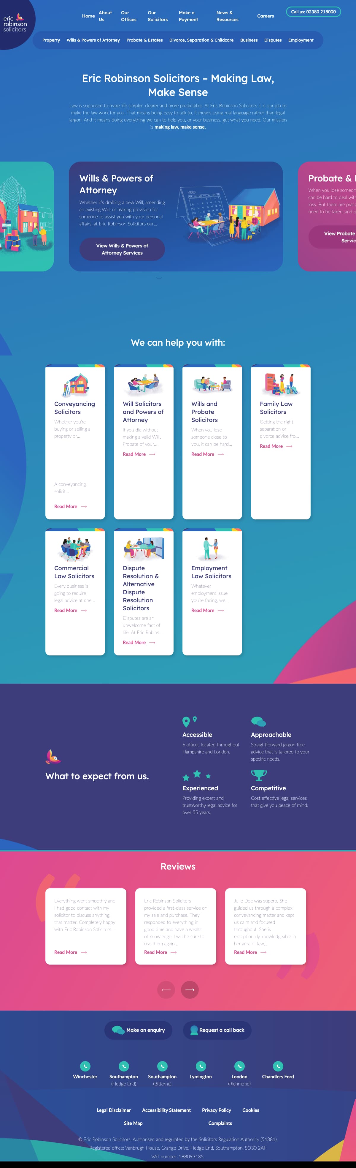 Eric Robinson Solicitors Landing Page