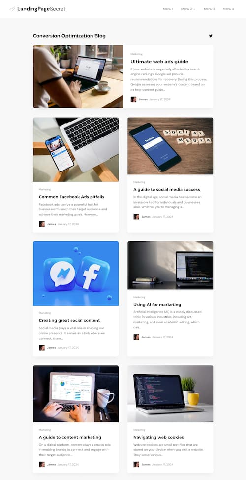 LandingPageSecret Blog Home Page - OptimizePress