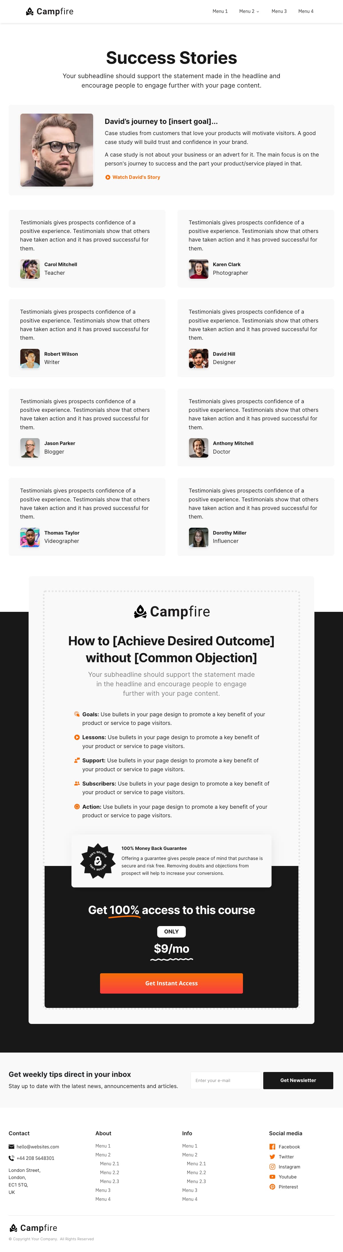 Campfire Testimonials Page