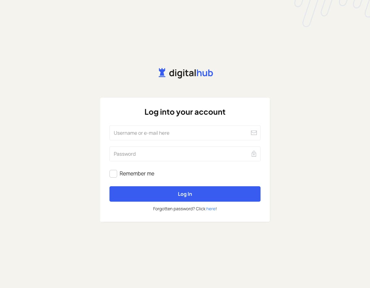 DigitalHub Membership Login Page