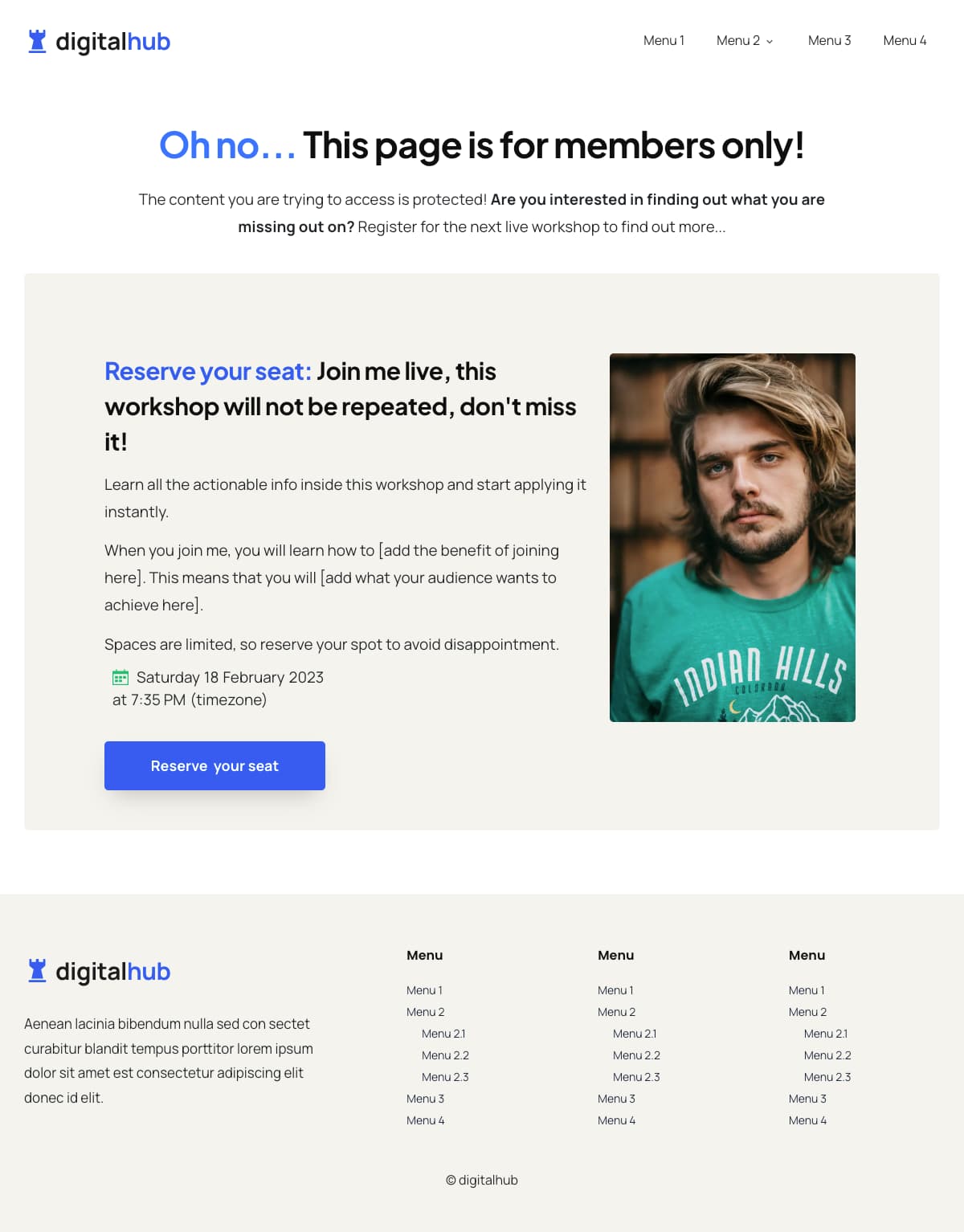DigitalHub Membership Protected Page