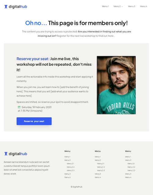 DigitalHub Membership Protected Page