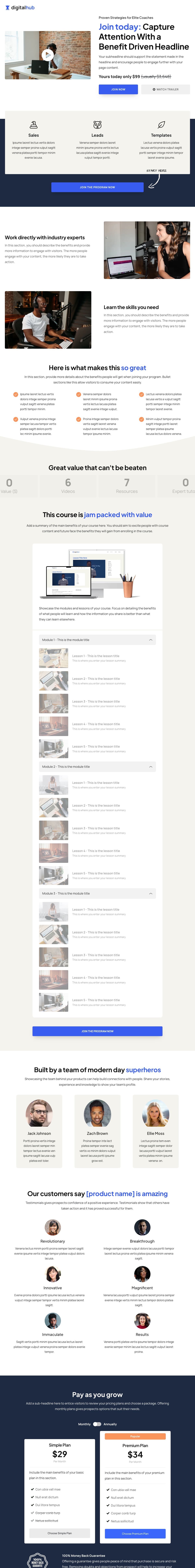 DigitalHub Membership Sales Page