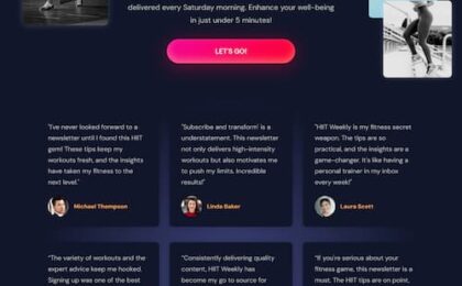 HIIT Newsletter Landing Page SM