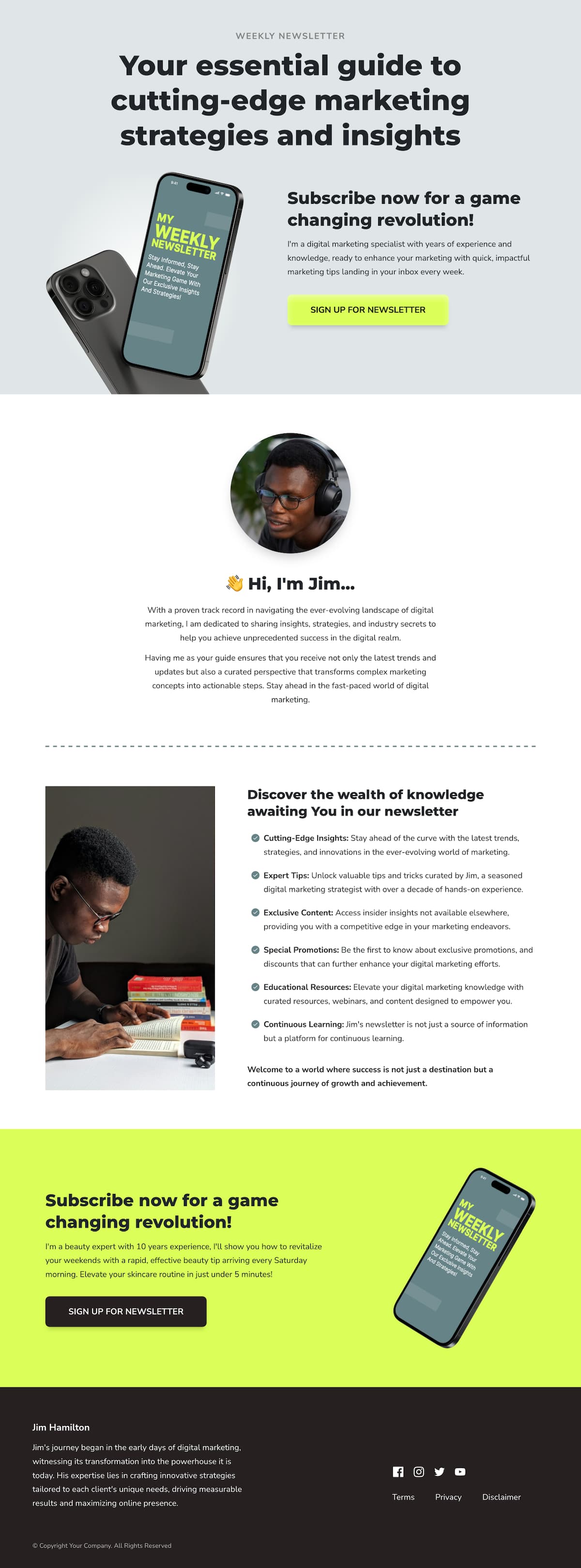 Marketing Newsletter Landing Page