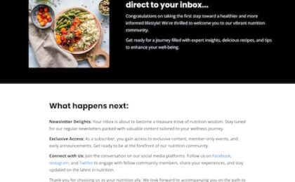 Nutrition Newsletter Thank You Page SM