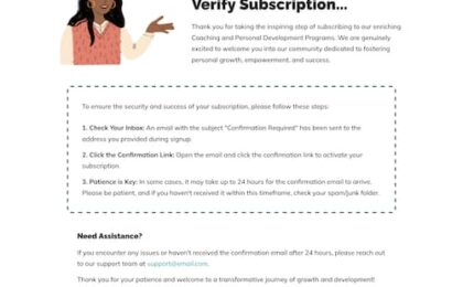 Personal Development Newsletter Email Confirmation Page SM