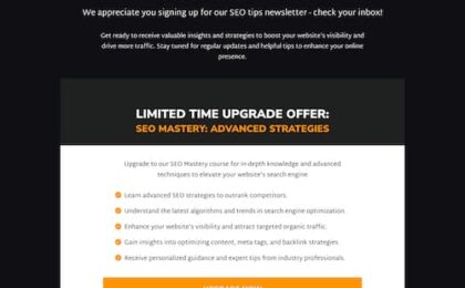 SEO Newsletter Thank You Page SM