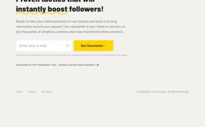 Social Growth Newsletter Landing Page SM