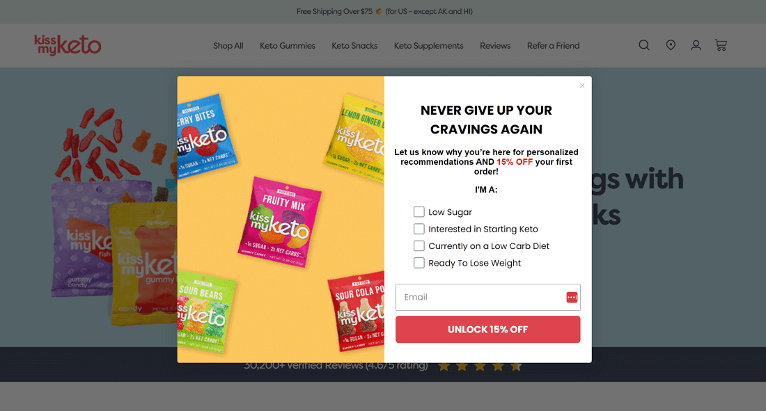 Exit Intent Popup Examples - Kiss My Keto