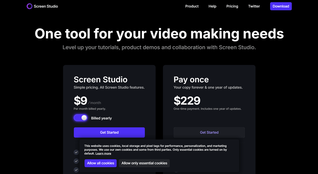 Pricing page - Screen studio Pricing page - Screen studio