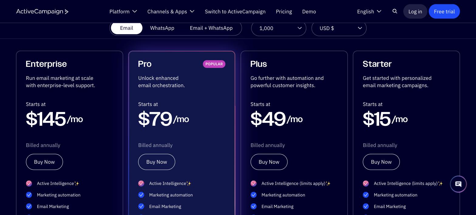 ActiveCampaign pricing plans in 2026 - GoHighLevel alternative