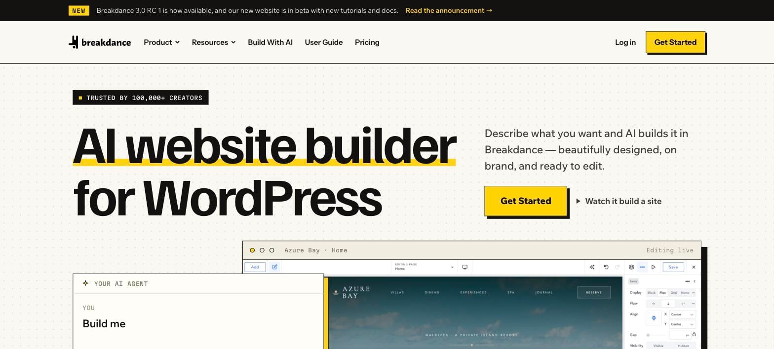 Breakdance WordPress website builder homepage Breakdance WordPress website builder homepage