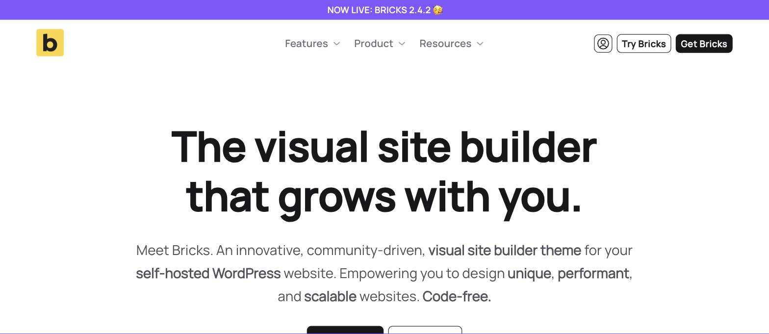 Bricks visual site builder for WordPress homepage Bricks visual site builder for WordPress homepage