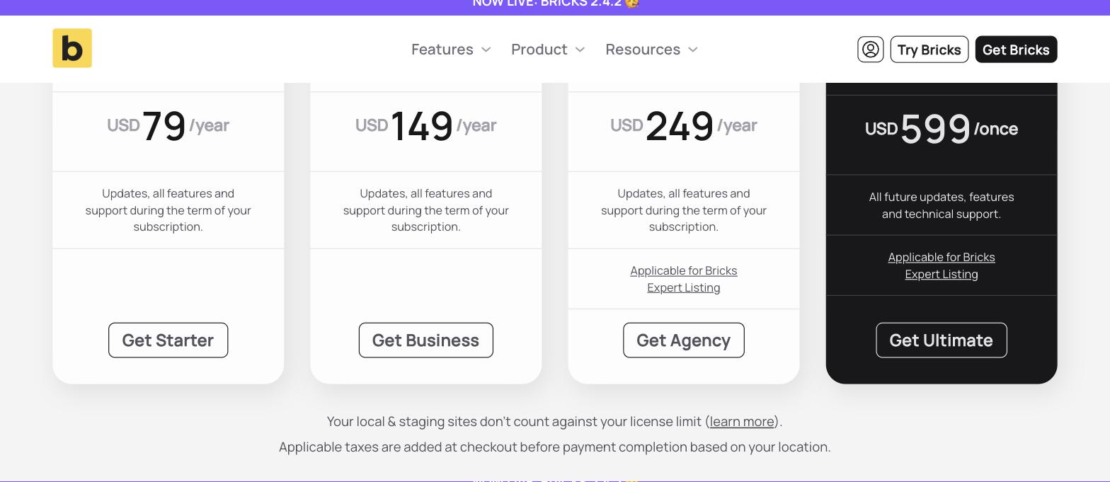 Bricks pricing with annual and lifetime licences Bricks pricing with annual and lifetime licences