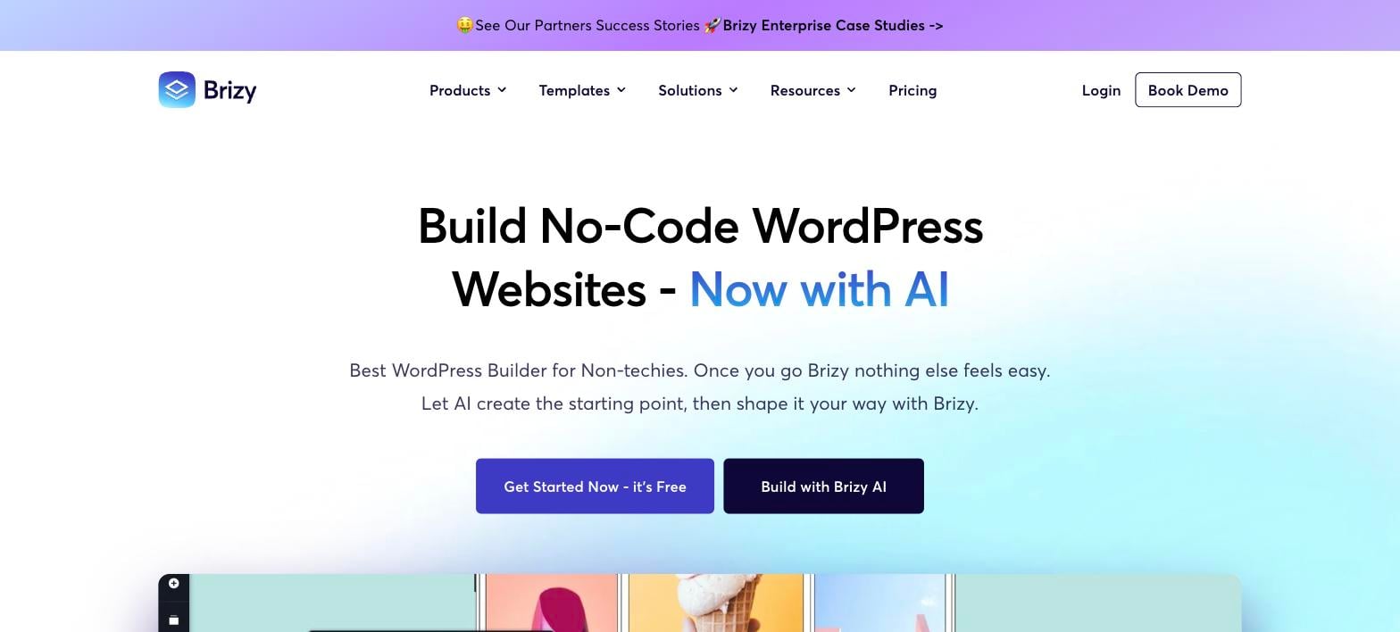 Brizy WordPress builder homepage Brizy WordPress builder homepage