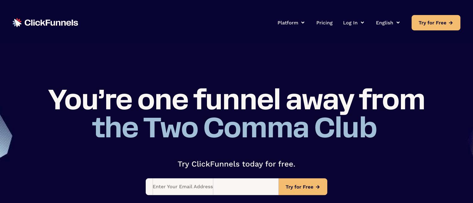 ClickFunnels homepage ClickFunnels homepage