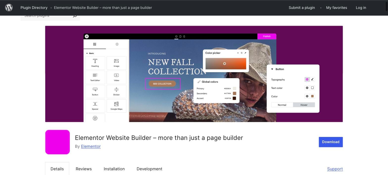 Elementor drag-and-drop editor shown on its WordPress.org plugin page Elementor drag-and-drop editor shown on its WordPress.org plugin page