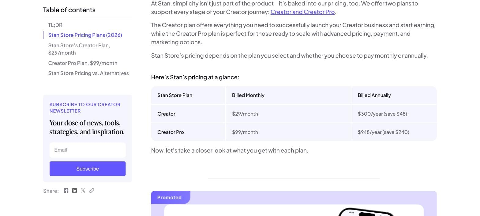 Stan Store pricing - SamCart Alternatives Stan Store pricing - SamCart Alternatives