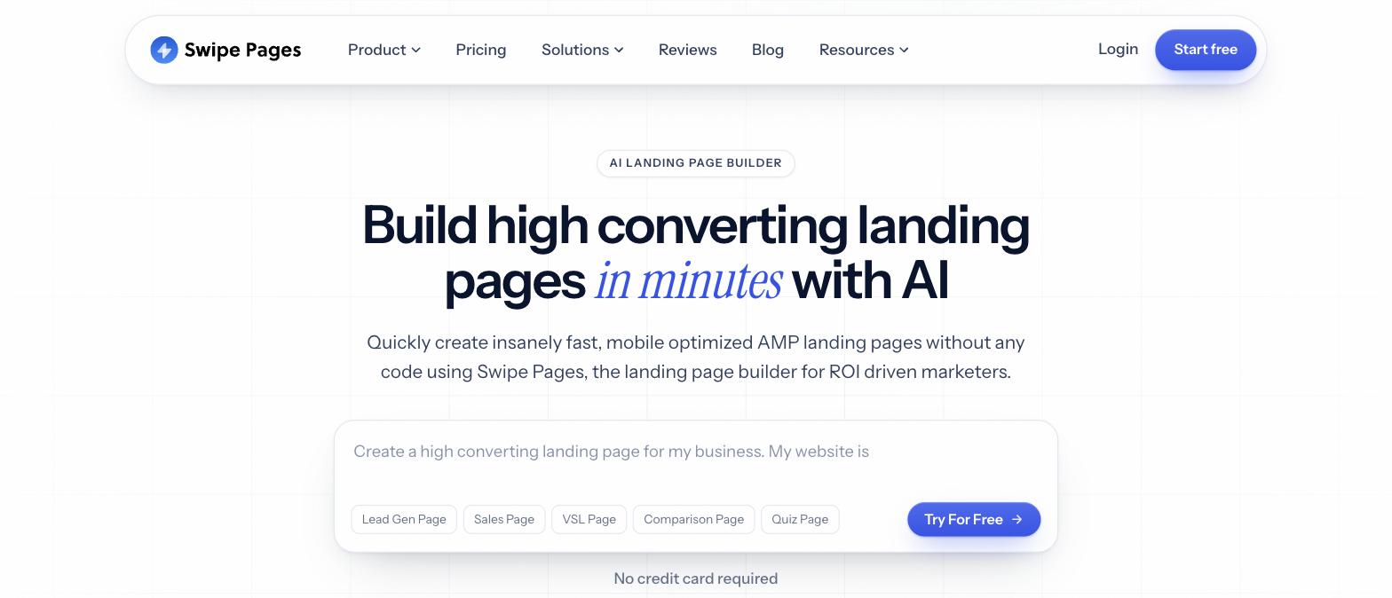 Swipe Pages homepage for mobile optimized AMP landing pages Swipe Pages homepage for mobile optimized AMP landing pages