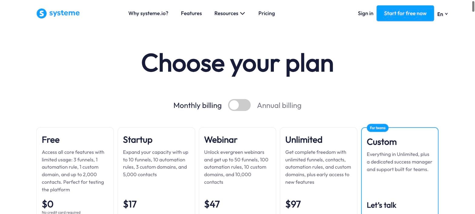 Systeme.io pricing - SamCart Alternatives Systeme.io pricing - SamCart Alternatives