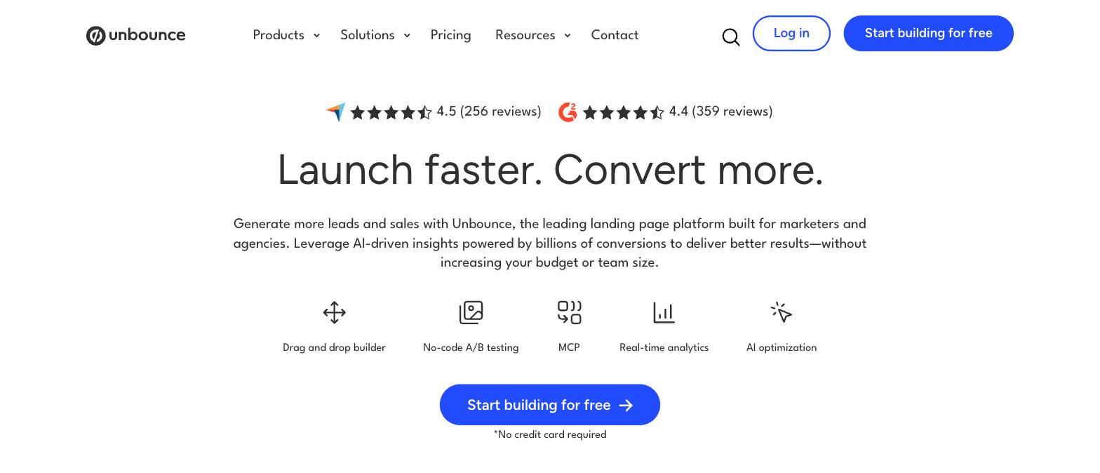 Unbounce landing page builder homepage Unbounce landing page builder homepage