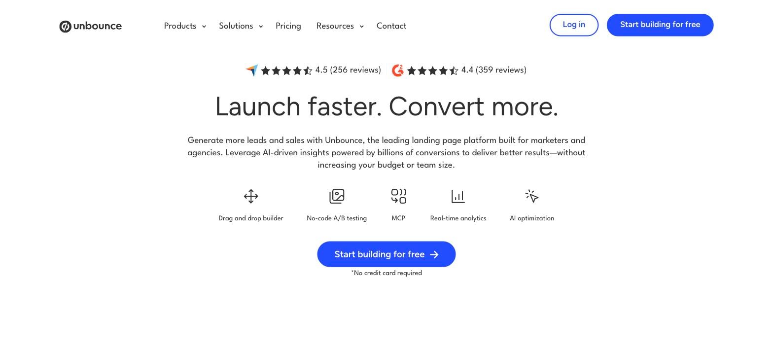 Unbounce landing page builder homepage Unbounce landing page builder homepage