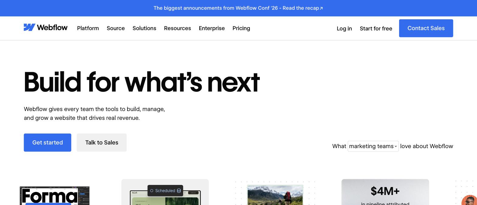 Webflow website builder homepage Webflow website builder homepage